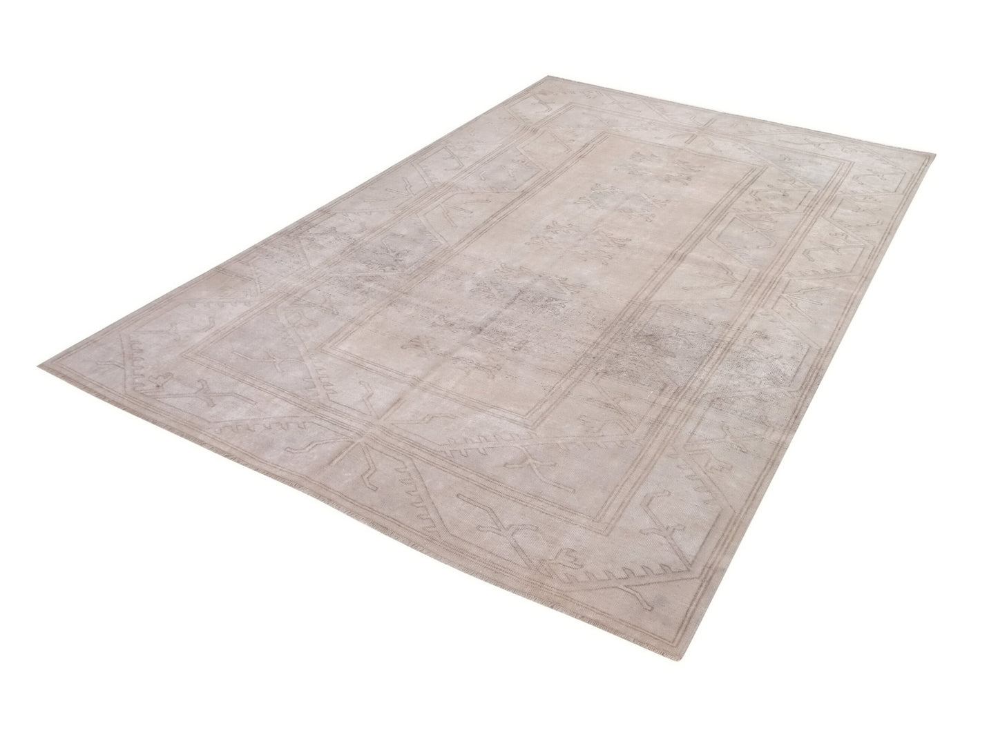 Turkish rug, Oushak rug, Faded rug, Area rug, Vintage rug,7 x10 Rug, Mid-century rug, Muted rug, Beige rug,Made in Anatolia of Turkey, 9987