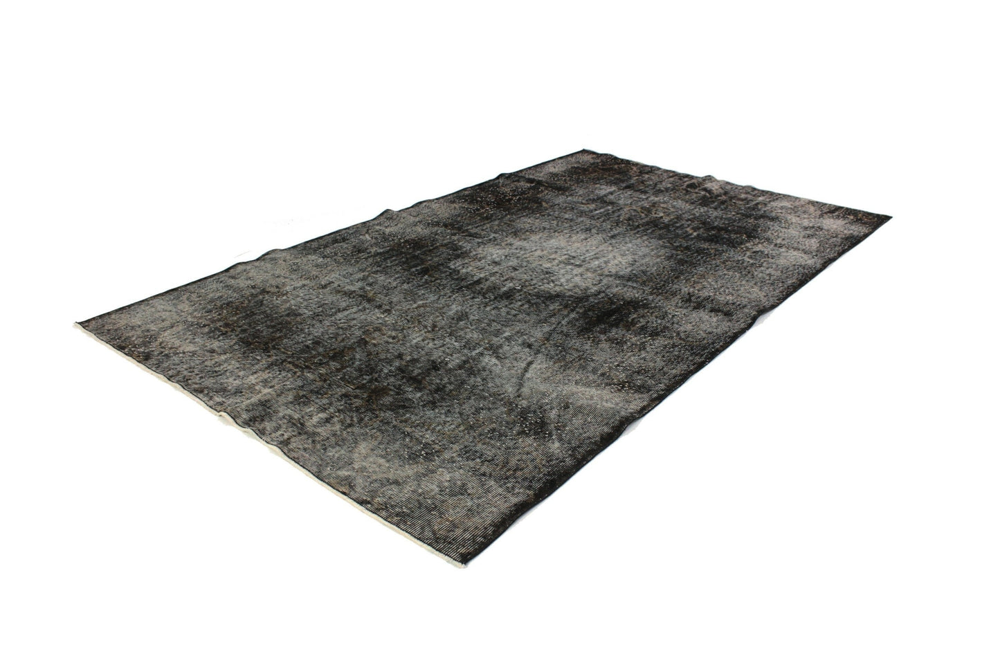 Black Area Vintage Rug 6x9, Turkish Vintage Rug, Distressed Rug, Mid-Century Rug, Over dyed Rug, Black Carpet Rug , 3360