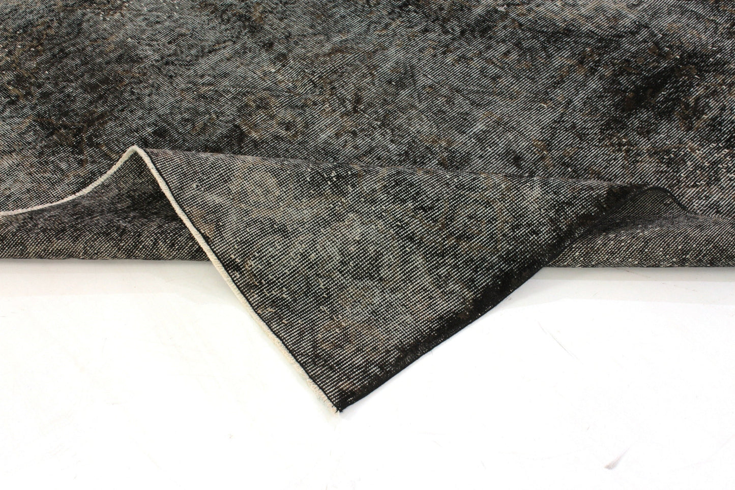 Black Area Vintage Rug 6x9, Turkish Vintage Rug, Distressed Rug, Mid-Century Rug, Over dyed Rug, Black Carpet Rug , 3360