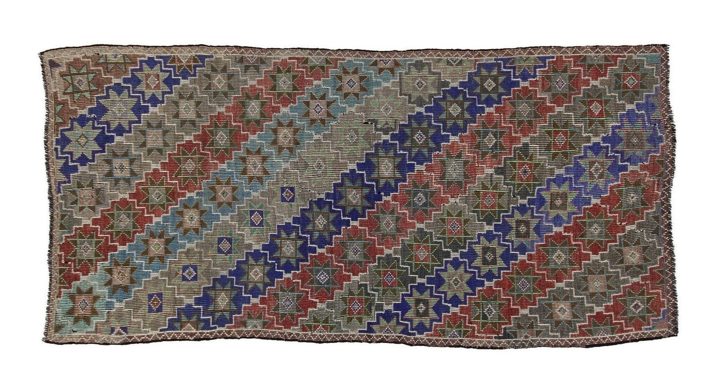 Kilim Rug 5x12, Handmade Antique Kilim Rug, Area Kilim Rug, Vintage Eclectic Kilim Rug, Bedroom Rug, Bohemian Rug, Turkish Kilim Rug, 8136