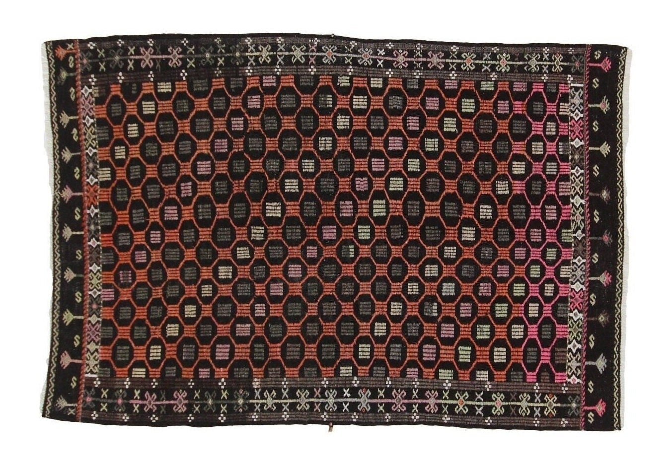 Turkish Kilim 5x7, Rug Kilim, Handmade Area Kilim Rug, Bohemian Rug, Vintage Eclectic Kilim Rug, Living Room Rug, Wool Rug, 8141