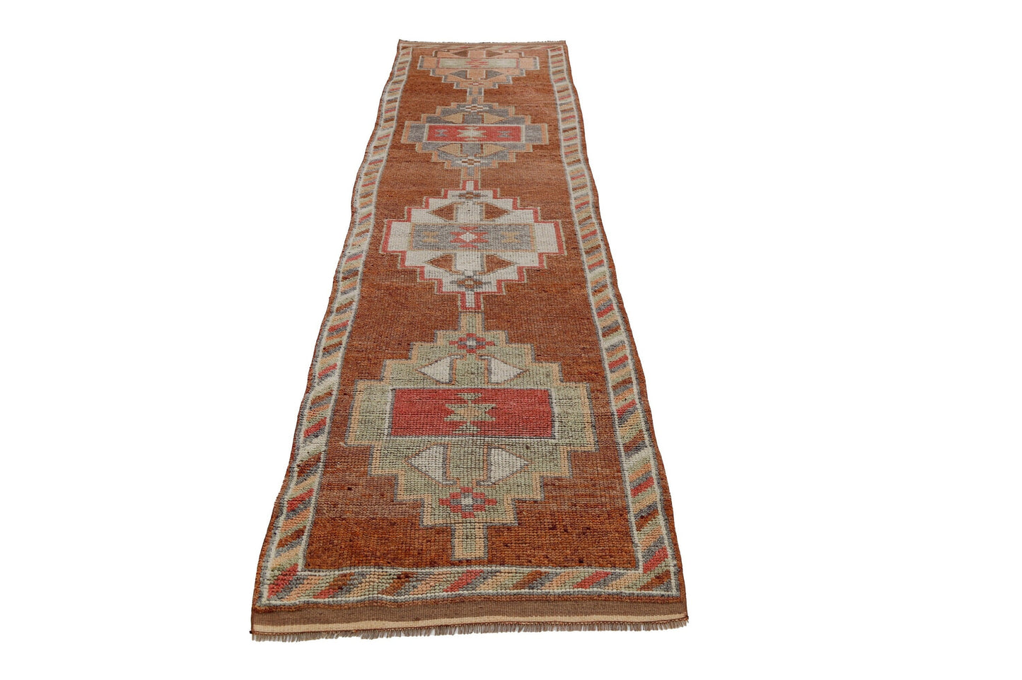 Muted Turkish runner Rug, Oushak runner, Vintage runner, Rug runner, 3x13 Rug Runner, Oriental rug ,Shabby chic ,Floor runner, 7213