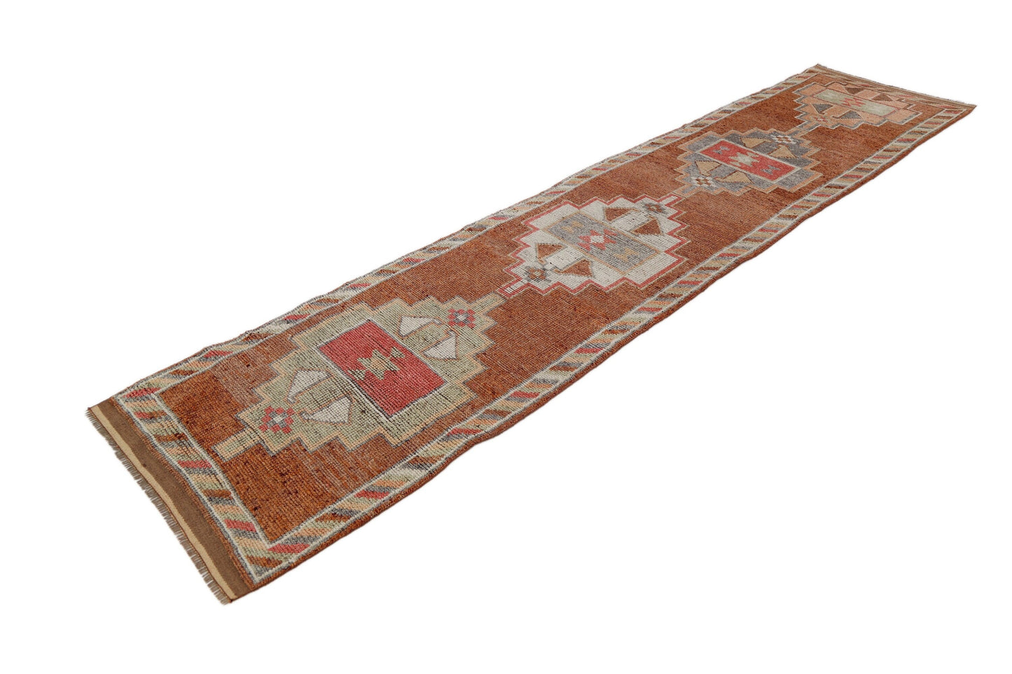 Muted Turkish runner Rug, Oushak runner, Vintage runner, Rug runner, 3x13 Rug Runner, Oriental rug ,Shabby chic ,Floor runner, 7213