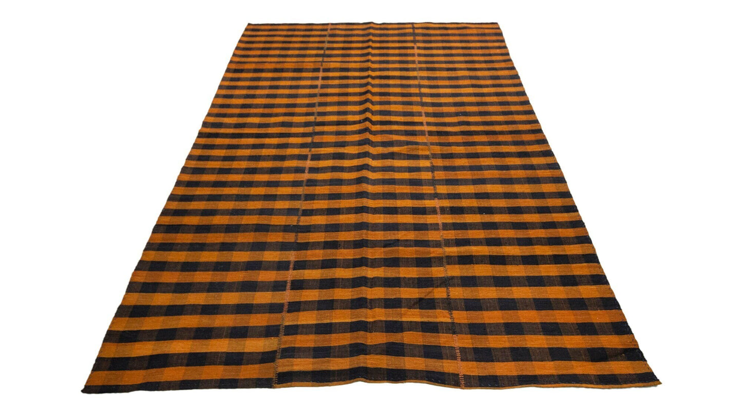 Kilim Rug 5x8, Vintage Plaid Kilim Rug, Area Flat Weave Kilim Rug, Handmade Striped Kilim Rug, Turkish Bohemian Kilim Rug, Office Rug, 5575