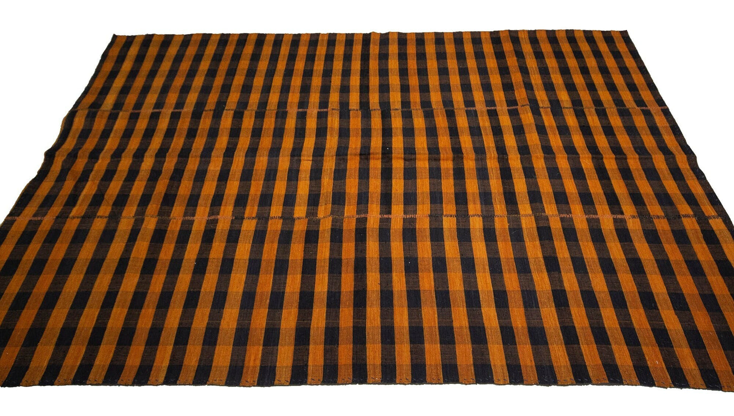 Kilim Rug 5x8, Vintage Plaid Kilim Rug, Area Flat Weave Kilim Rug, Handmade Striped Kilim Rug, Turkish Bohemian Kilim Rug, Office Rug, 5575