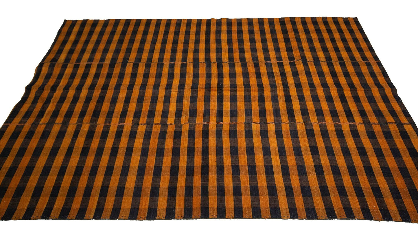 Kilim Rug 5x8, Vintage Plaid Kilim Rug, Area Flat Weave Kilim Rug, Handmade Striped Kilim Rug, Turkish Bohemian Kilim Rug, Office Rug, 5575