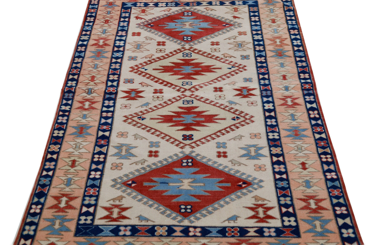 Bohemian Wool Anatolia Carpet rug, Turkish rug ,Small Oushak rug, Vintage Unique rug, Area rug 4x6, Nursery rug, Floor rug ,7745