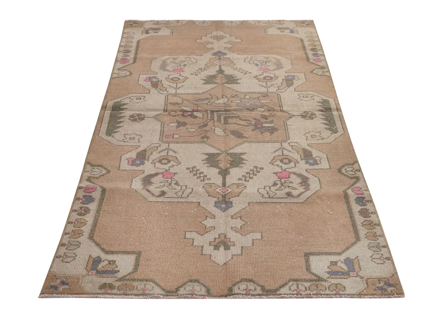 Turkish Area Rug 4x8, Vintage Rug, Turkey Oushak Rug, Handmade Anatolian Rug, One of a Kind Wool Rug, Hand-Knotted Rug, Carpet Rug, 8687