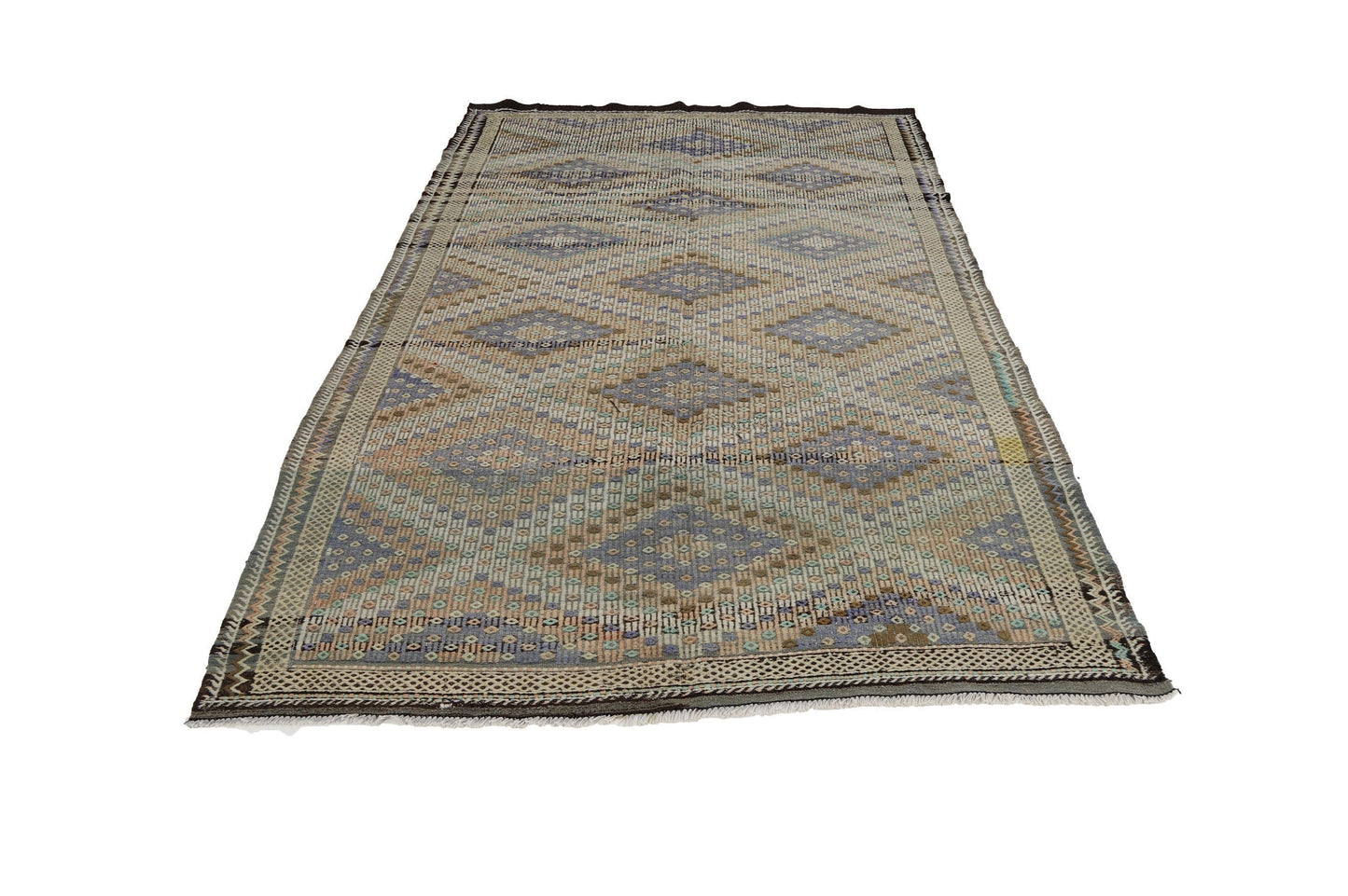 6x10 Embroidery Turkish Kilim Rug, Vintage Turkish Kilim Rug, Living Room Rug, Handmade Rug, Flat Weave Rug, Area Faded Kilim Rug, 8068