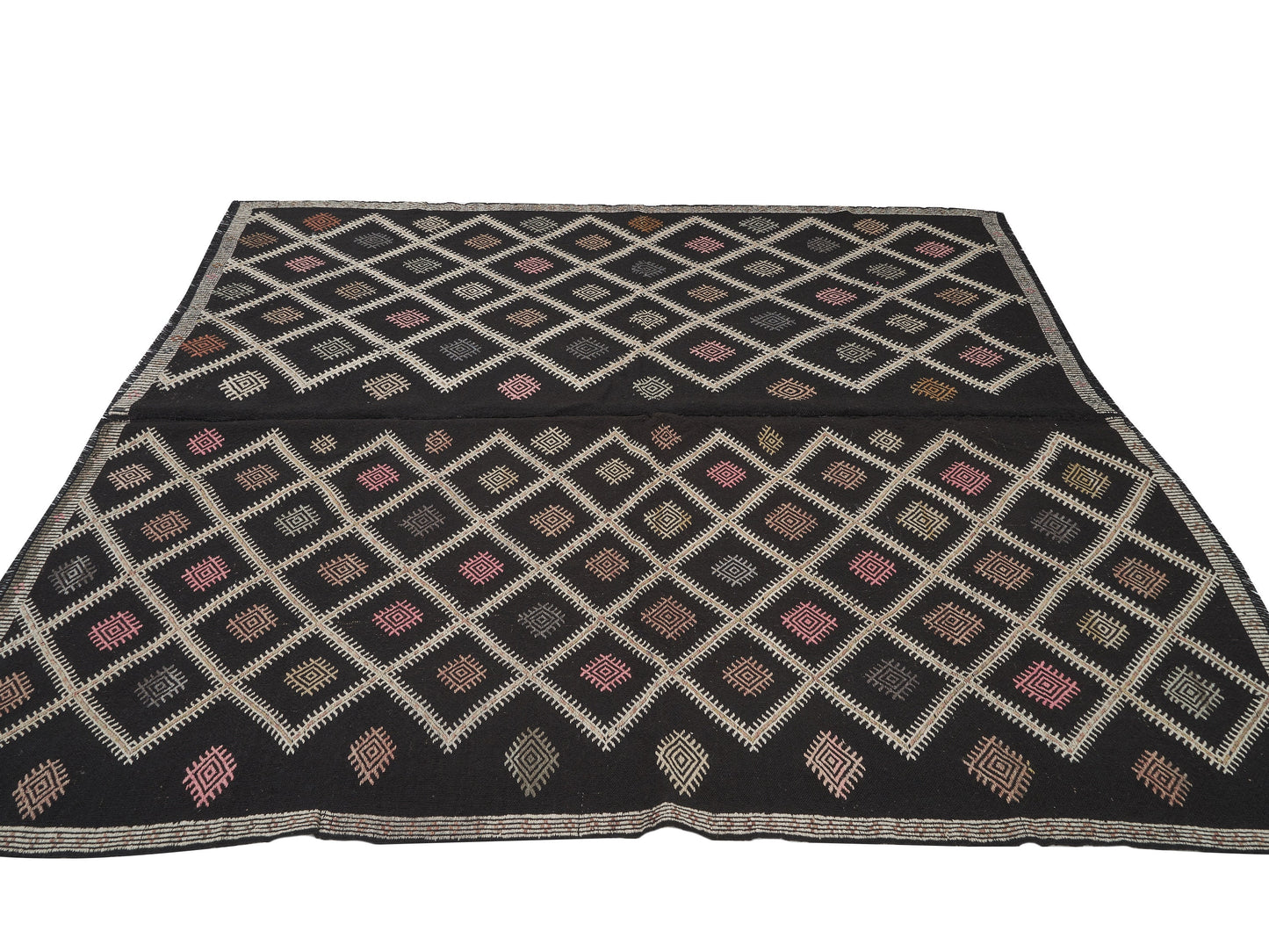 Kilim Rug 7x8, Bedroom Rug, Handmade Area Kilim Rug, Turkish Flat Weave Kilim Rug, Vintage Antique Kilim Rug, Farmhouse Decor, 12582