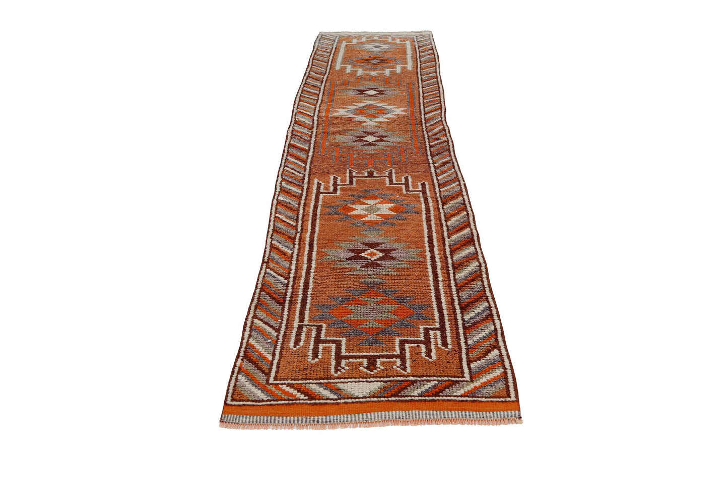 3x12 One of a kind Narrow Scandinavian Runner rug, Hand knotted Herki Carpet Runner rug ,Corridor rug, Floor runner rug, Orient Rug, 7199