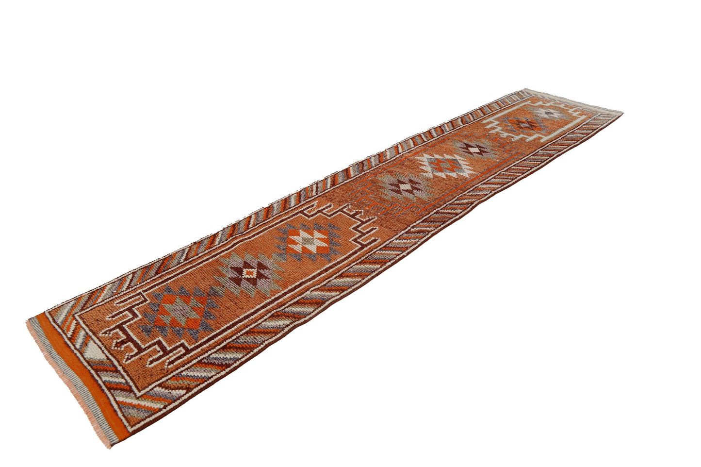 3x12 One of a kind Narrow Scandinavian Runner rug, Hand knotted Herki Carpet Runner rug ,Corridor rug, Floor runner rug, Orient Rug, 7199