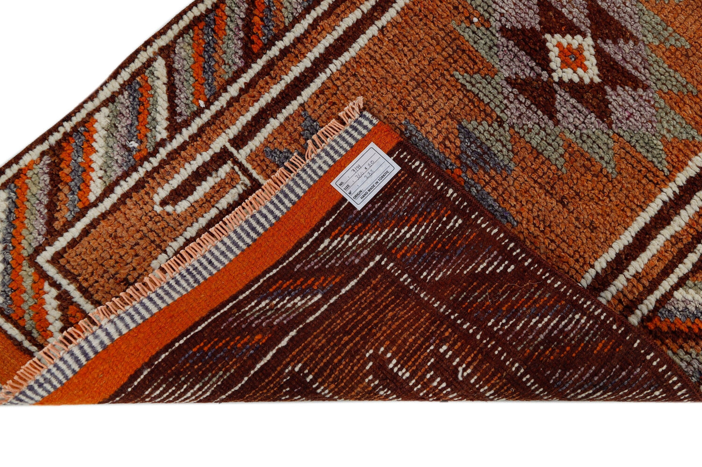 3x12 One of a kind Narrow Scandinavian Runner rug, Hand knotted Herki Carpet Runner rug ,Corridor rug, Floor runner rug, Orient Rug, 7199