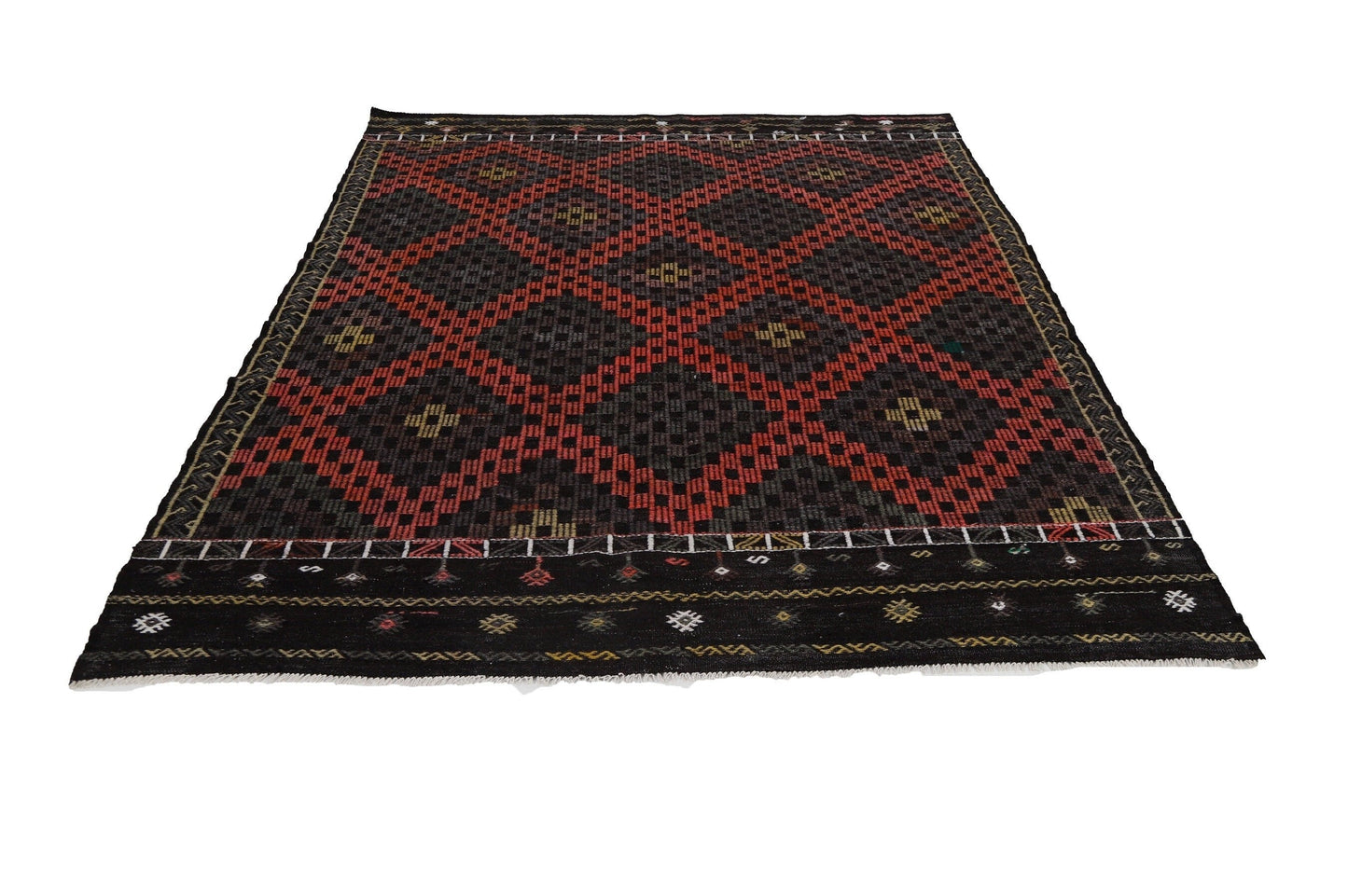 Vintage Turkish kilim rug ,Handmade rug, Embroidered rug ,Faded rug ,Cicim Kilim rug , Kilim rug 6x9 ,One of a kind,Farmhouse,8072
