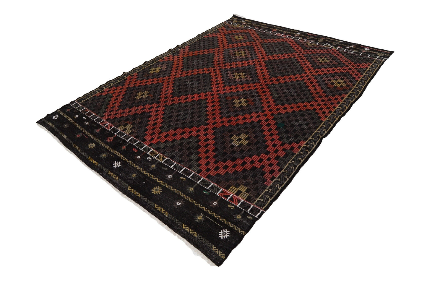 Vintage Turkish kilim rug ,Handmade rug, Embroidered rug ,Faded rug ,Cicim Kilim rug , Kilim rug 6x9 ,One of a kind,Farmhouse,8072