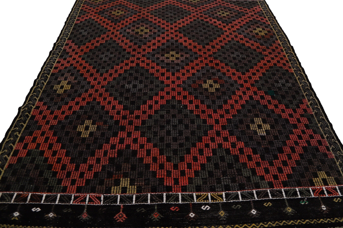 Vintage Turkish kilim rug ,Handmade rug, Embroidered rug ,Faded rug ,Cicim Kilim rug , Kilim rug 6x9 ,One of a kind,Farmhouse,8072
