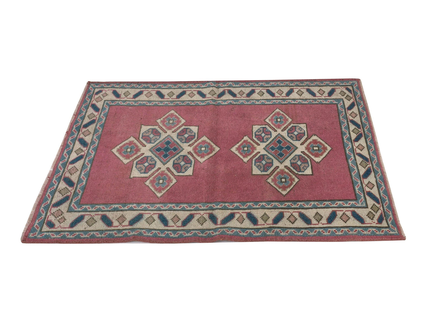 3x4 Art deco Vintage rug, Tribal Oushak rug, Turkey Anatolian rug, Handmade, Area rug, Bedroom rug, Neutral rug, Small Turkish rug ,8646