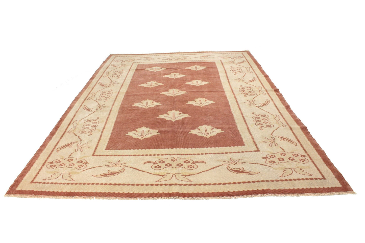 6x9 Rug, Red Floral Rug, Vintage Oushak Turkish Rug ,Handmade Area Carpet Rug, Bohemian Decor, Living room Rug, Bedroom Rug, 6187