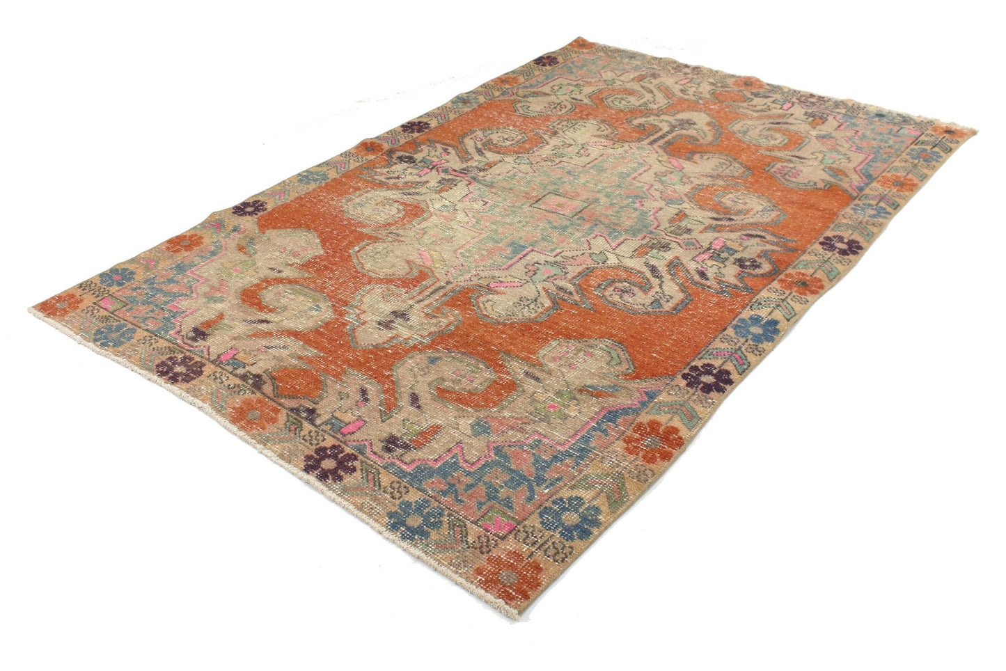 4x7 Oushak Vintage Turkish Rug ,Bohemian Decor, Bedroom Rug, Handmade Rug Carpet, Area Rug, Floor rug, 5614