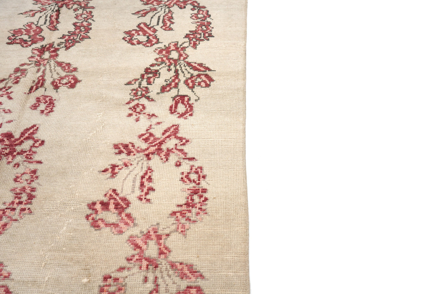 5x8 Beige Red Area RUG ,Turkish Rug Handmade, Oushak Rug Wool, Livingroom Rug ,VİNTAGE RUG, Carpet Rug Floral, Bohemian Rug,4388
