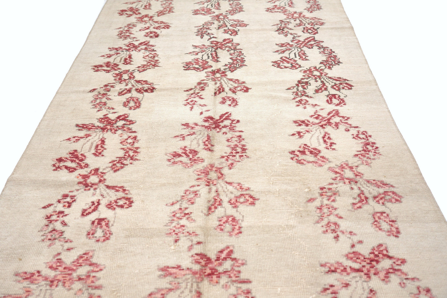 5x8 Beige Red Area RUG ,Turkish Rug Handmade, Oushak Rug Wool, Livingroom Rug ,VİNTAGE RUG, Carpet Rug Floral, Bohemian Rug,4388