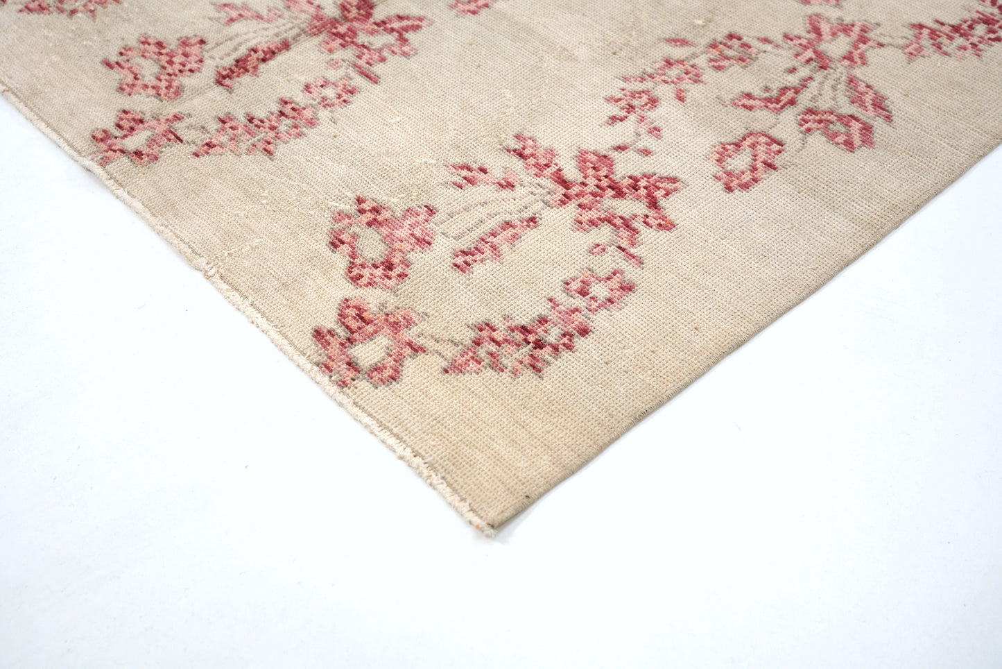 5x8 Beige Red Area RUG ,Turkish Rug Handmade, Oushak Rug Wool, Livingroom Rug ,VİNTAGE RUG, Carpet Rug Floral, Bohemian Rug,4388