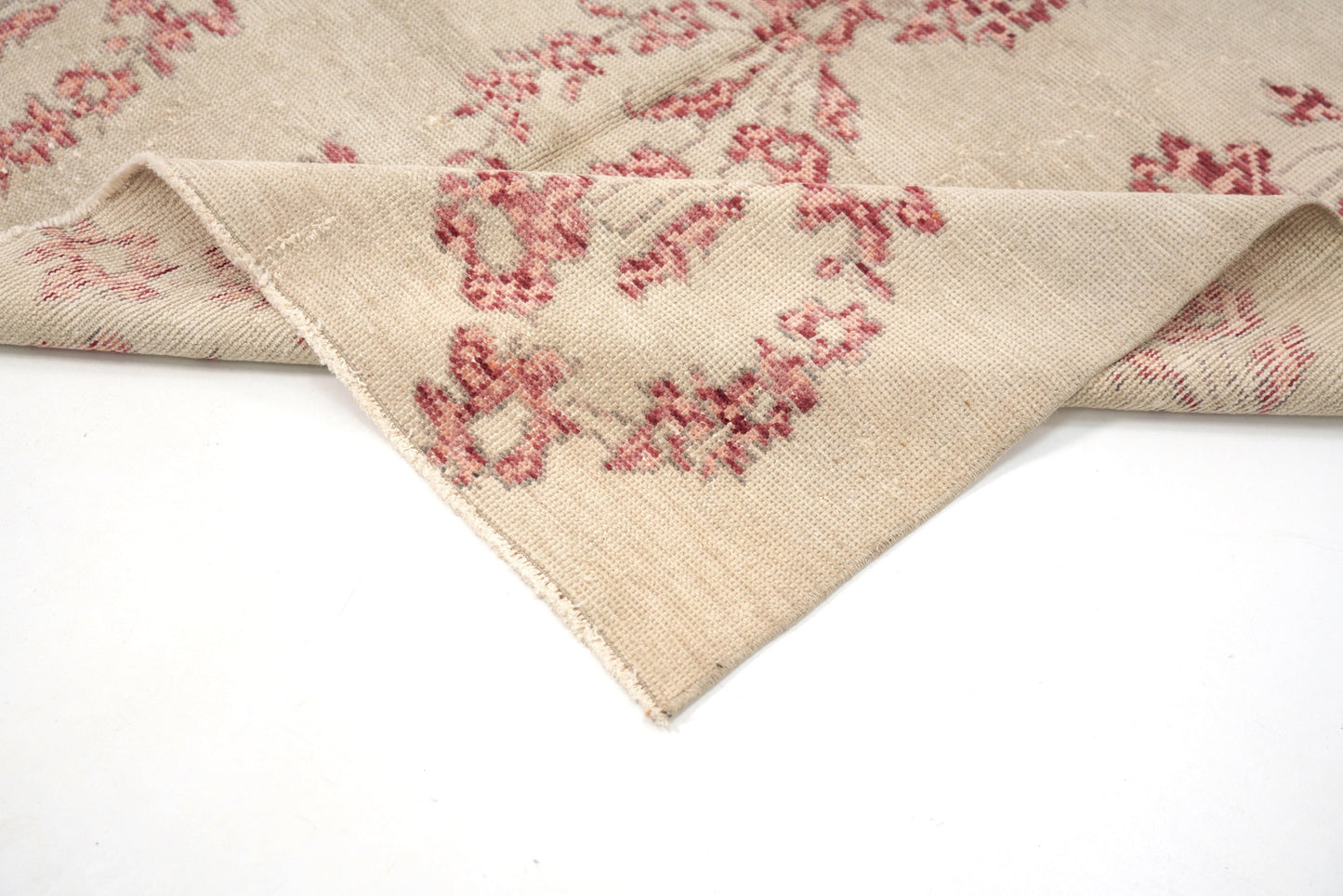 5x8 Beige Red Area RUG ,Turkish Rug Handmade, Oushak Rug Wool, Livingroom Rug ,VİNTAGE RUG, Carpet Rug Floral, Bohemian Rug,4388