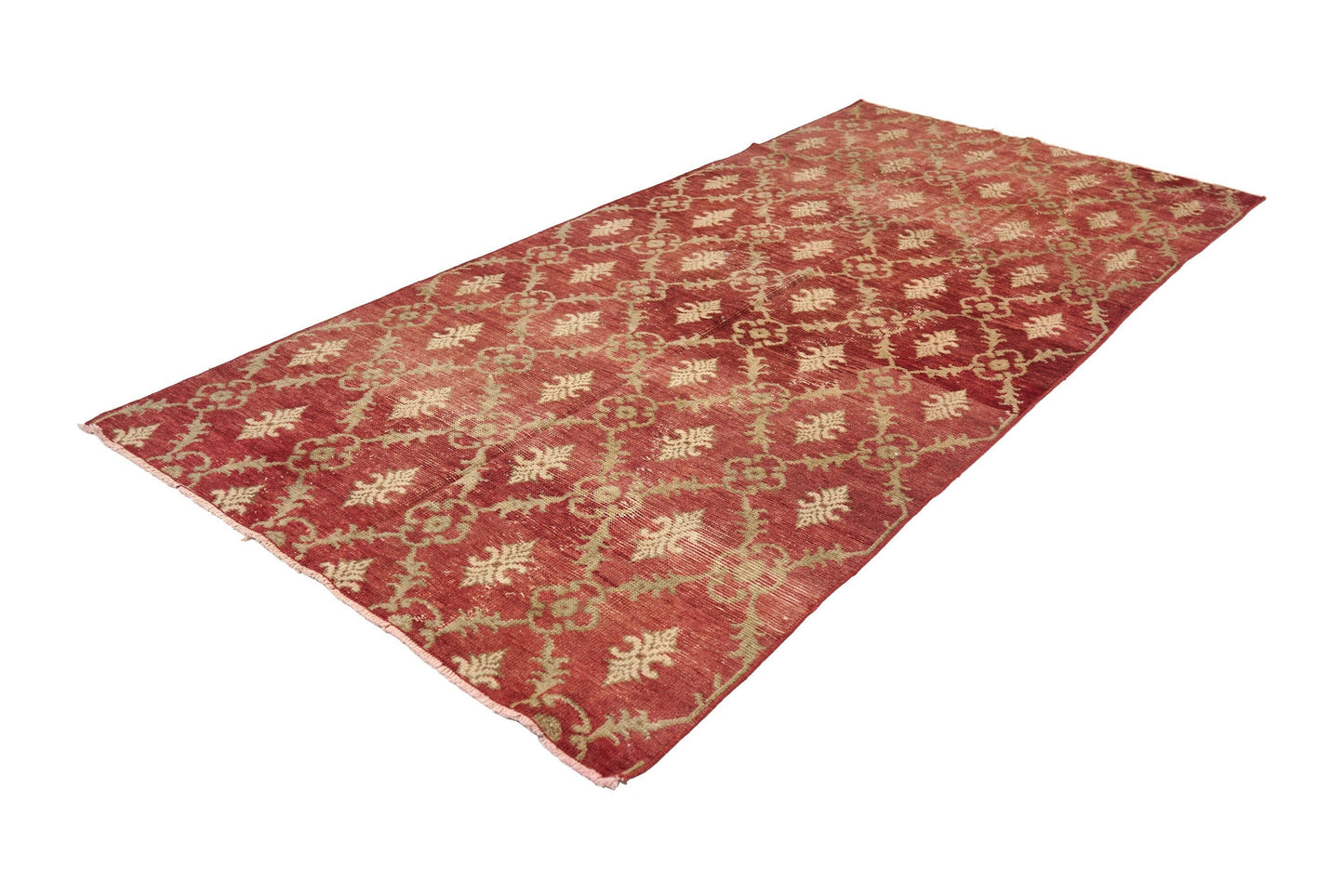 4x8 Vintage Oushak Turkish Rug, Floral Red Gold Area Handmade Carpet Rug, Bohemian rug , Living room rug, Entryway,Rug, 4048