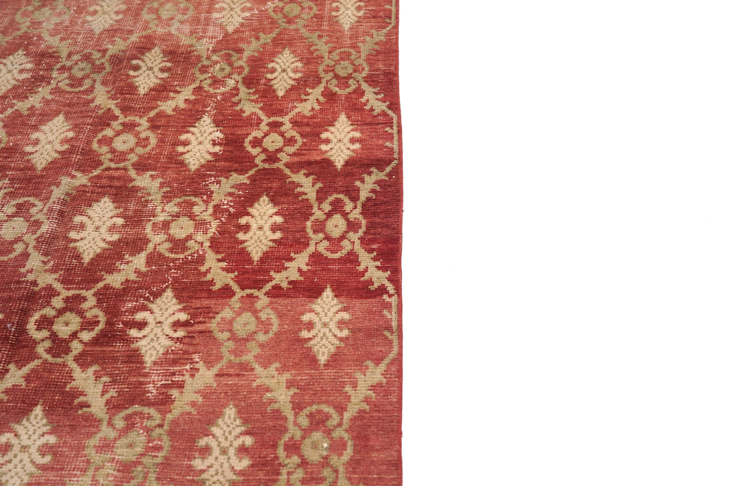 4x8 Vintage Oushak Turkish Rug, Floral Red Gold Area Handmade Carpet Rug, Bohemian rug , Living room rug, Entryway,Rug, 4048