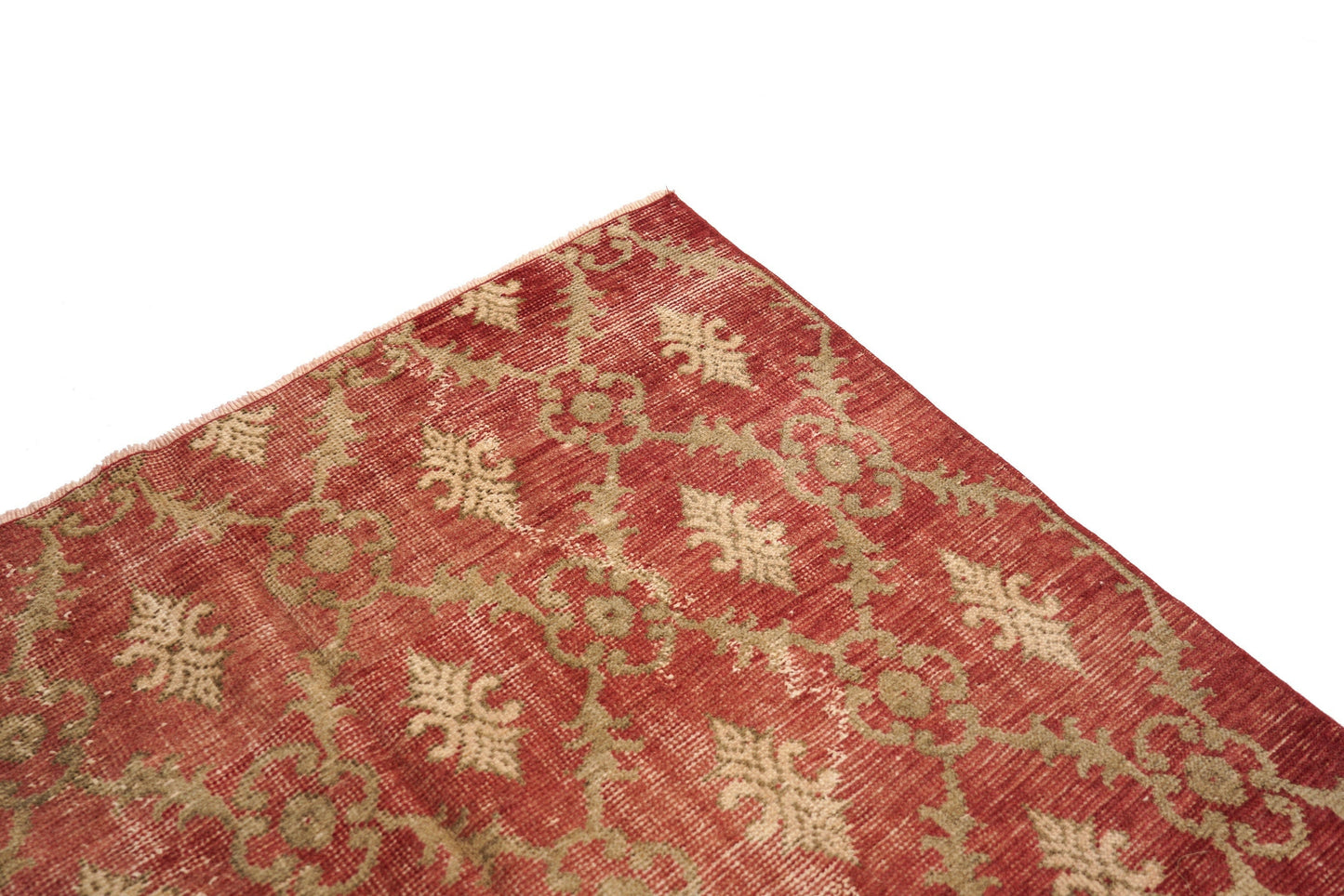 4x8 Vintage Oushak Turkish Rug, Floral Red Gold Area Handmade Carpet Rug, Bohemian rug , Living room rug, Entryway,Rug, 4048