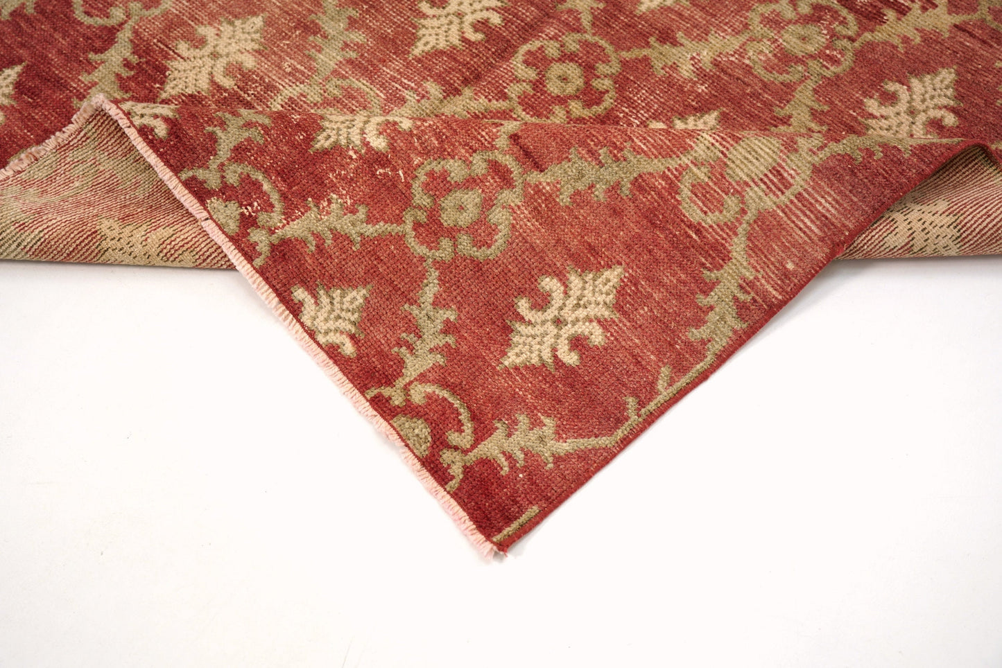 4x8 Vintage Oushak Turkish Rug, Floral Red Gold Area Handmade Carpet Rug, Bohemian rug , Living room rug, Entryway,Rug, 4048