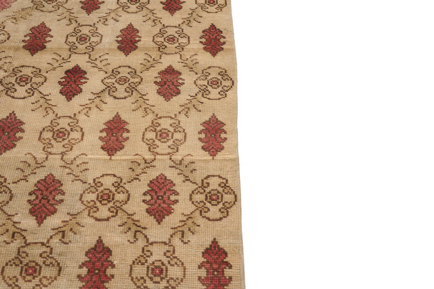 5x8 Farmhouse Cream Red Floral Low Pile Turkish Rug,Handmade Vintage Wool Carpet Rug,İndoor Livingroom Area Rug,Boho Decor,4371