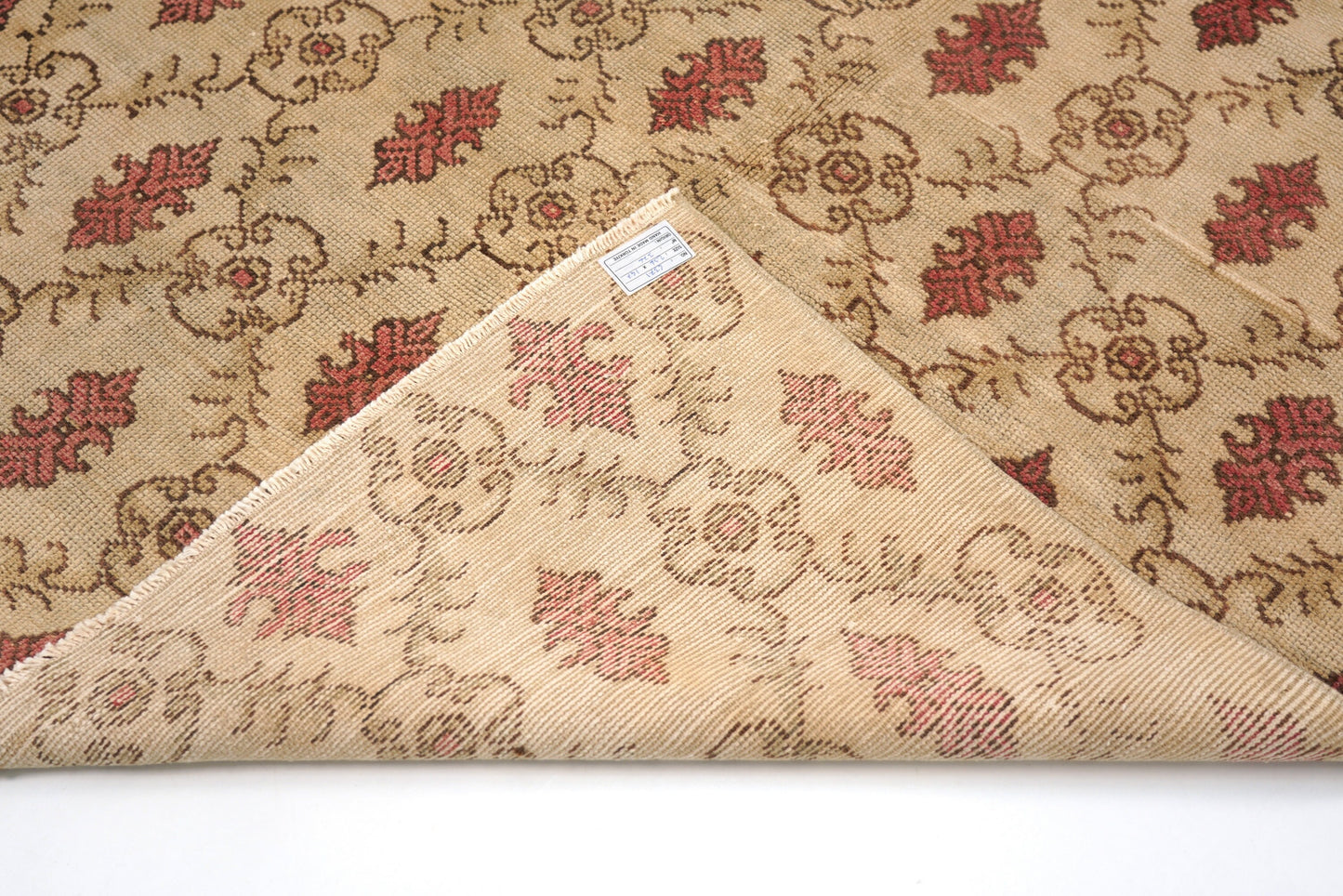 5x8 Farmhouse Cream Red Floral Low Pile Turkish Rug,Handmade Vintage Wool Carpet Rug,İndoor Livingroom Area Rug,Boho Decor,4371