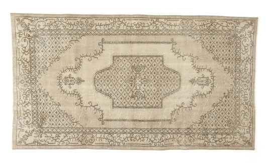 Oushak Rug, Vintage Rug, Faded Rug, Area Rug, Muted Oushak Rug, Beige Carpet rug, Small Turkish Rug 4x7, Handmade Wool Rug, Turkey rug, 9640
