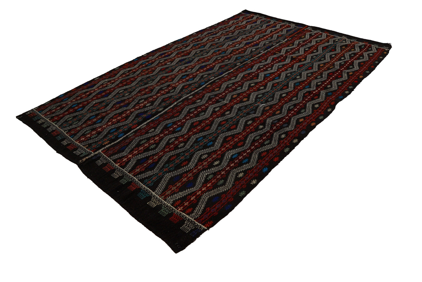 Embroidery Vintage Goat hair Kilim rug, Turkish kilim rug, Boho decor, Entryway rug ,One of a kind rug, 7x12 Kilim rug, Handmade, 7150