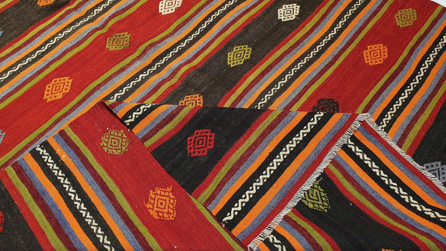 6x10 Kilim rug ,Anatolia Shabby Chic Kilim Rug ,Turkish Kilim rug, Striped rug, Colorful rug, Vintage Kilim rug ,Kilim, Flat weave rug, 516