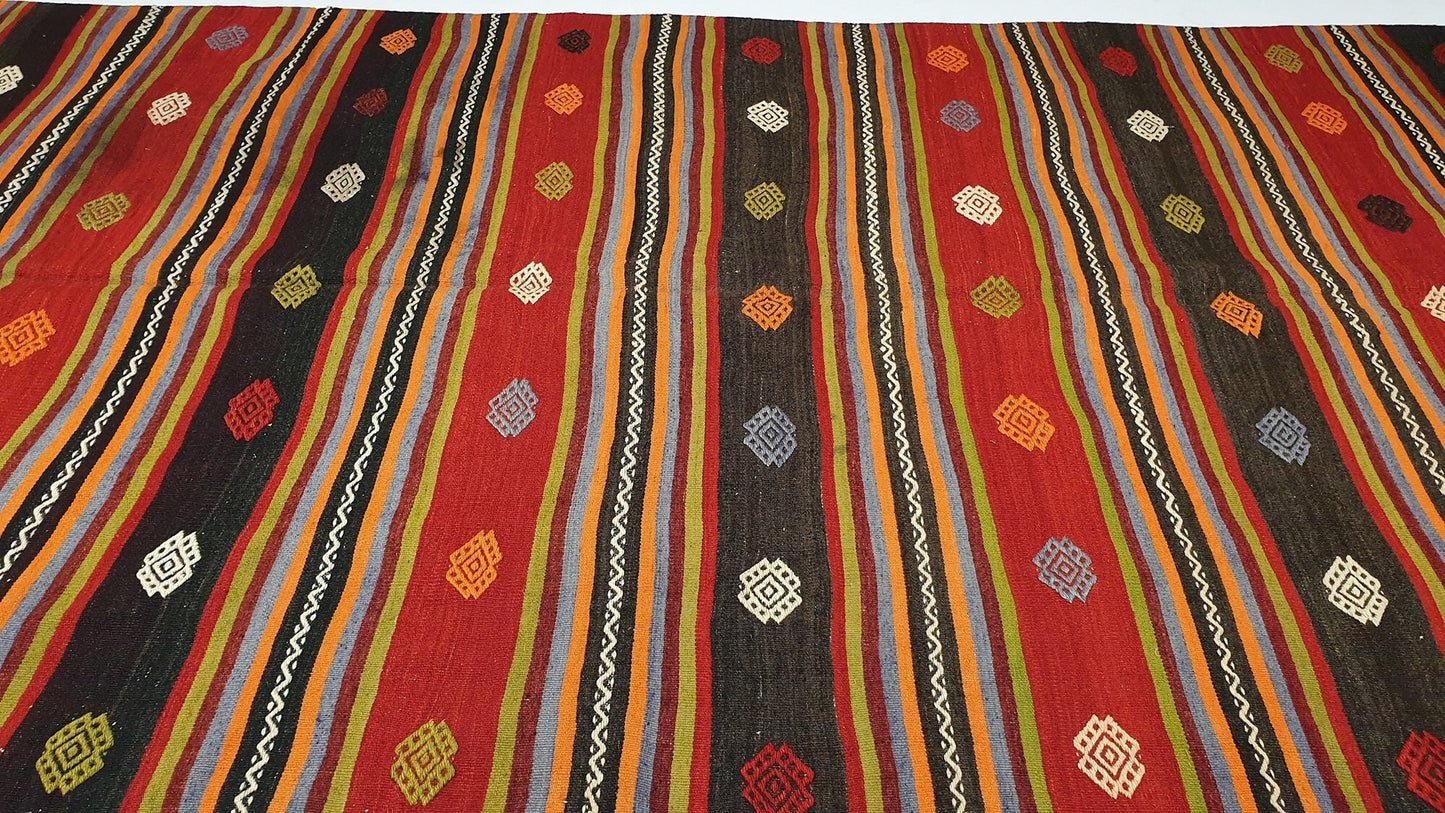 6x10 Kilim rug ,Anatolia Shabby Chic Kilim Rug ,Turkish Kilim rug, Striped rug, Colorful rug, Vintage Kilim rug ,Kilim, Flat weave rug, 516