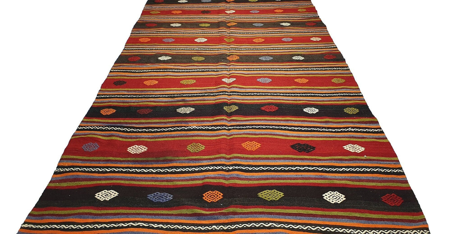6x10 Kilim rug ,Anatolia Shabby Chic Kilim Rug ,Turkish Kilim rug, Striped rug, Colorful rug, Vintage Kilim rug ,Kilim, Flat weave rug, 516