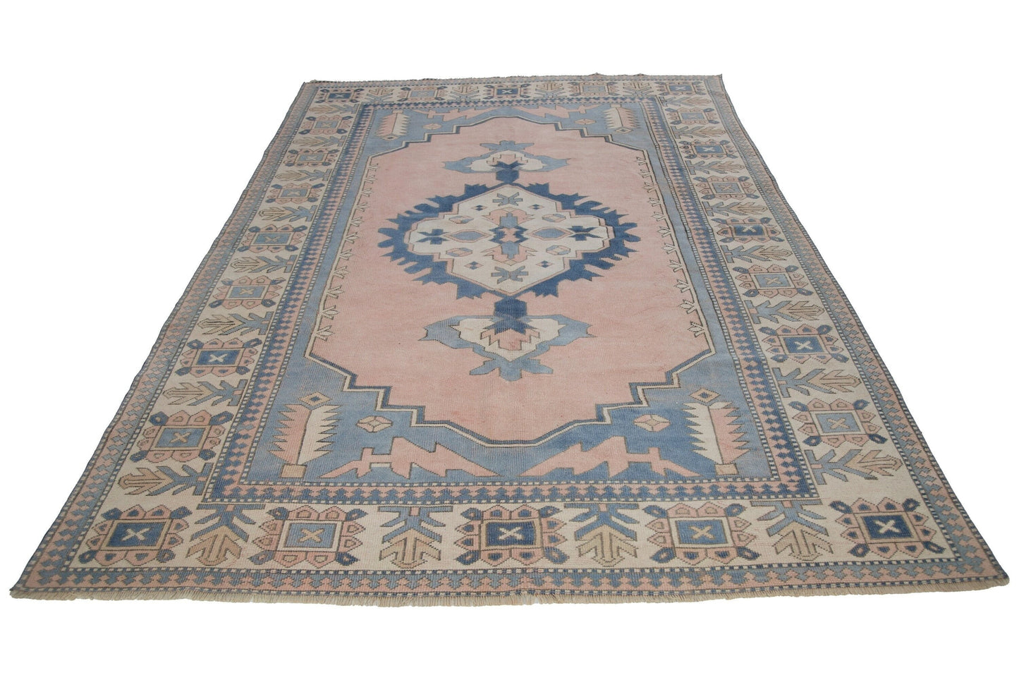7x10 Neutral Turkish rug, Vintage rug 7x10, Oushak rug 7x10, Geometric Area Handmade rug, Carpet rug, Anatolia rug, Living room rug,5900