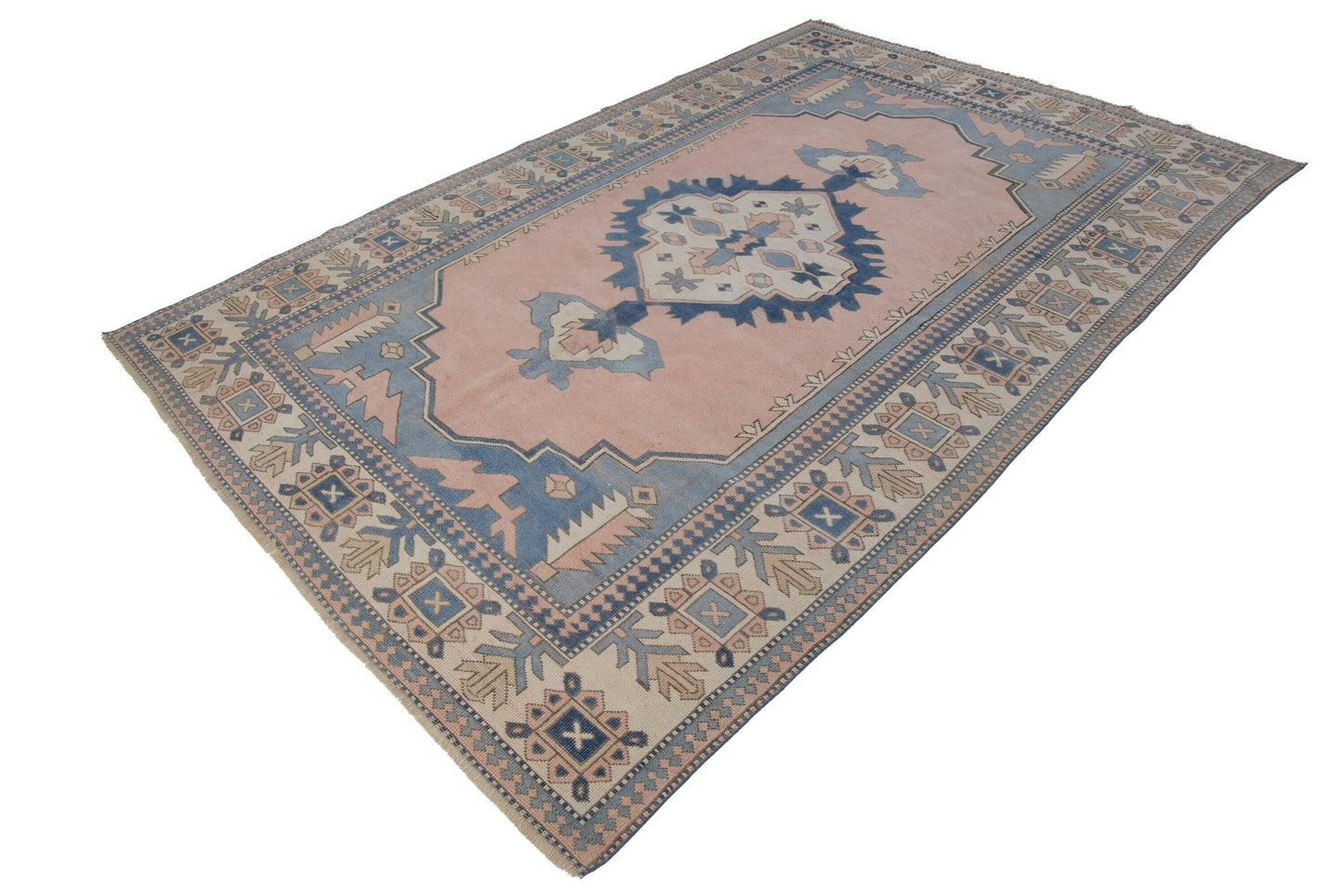 7x10 Neutral Turkish rug, Vintage rug 7x10, Oushak rug 7x10, Geometric Area Handmade rug, Carpet rug, Anatolia rug, Living room rug,5900
