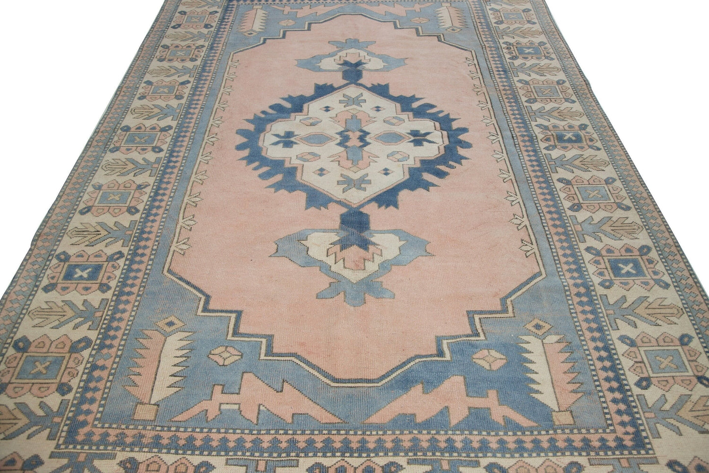 7x10 Neutral Turkish rug, Vintage rug 7x10, Oushak rug 7x10, Geometric Area Handmade rug, Carpet rug, Anatolia rug, Living room rug,5900