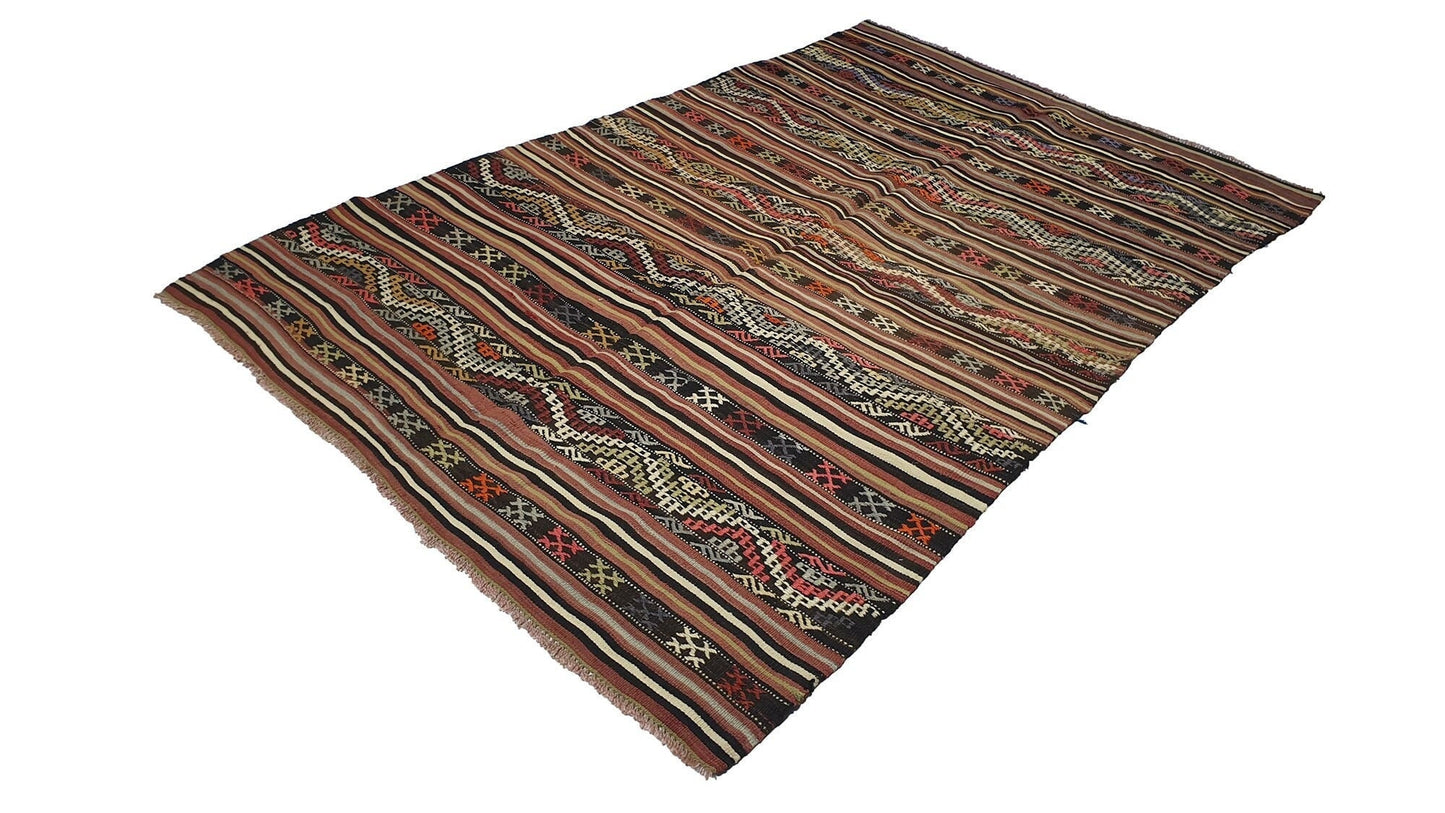 Small Vintage Kilim rug, Turkish Area Kilim rug, 4x7 Kİlim rug, One of a kind Kid room rug, Farmhouse decor, Embroidery rug, Handmade,2527