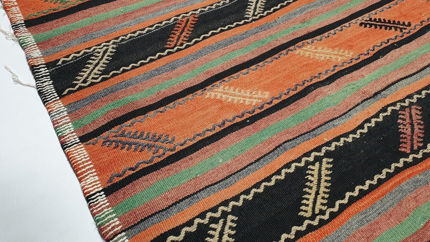 Kilim rug,Orange Area Kilim rug,Turkish Vintage Kilim, Oriental Boho Chic Living room rug,One of a kind Area rug,2531