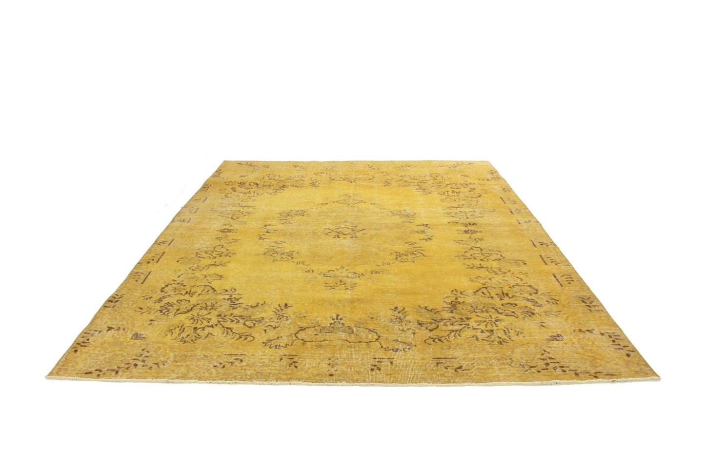 6x9 Yellow Floral Turkish Rug, Area Carpet Rug, Vintage Rug, Bedroom rug, Coastal Decor, 3690