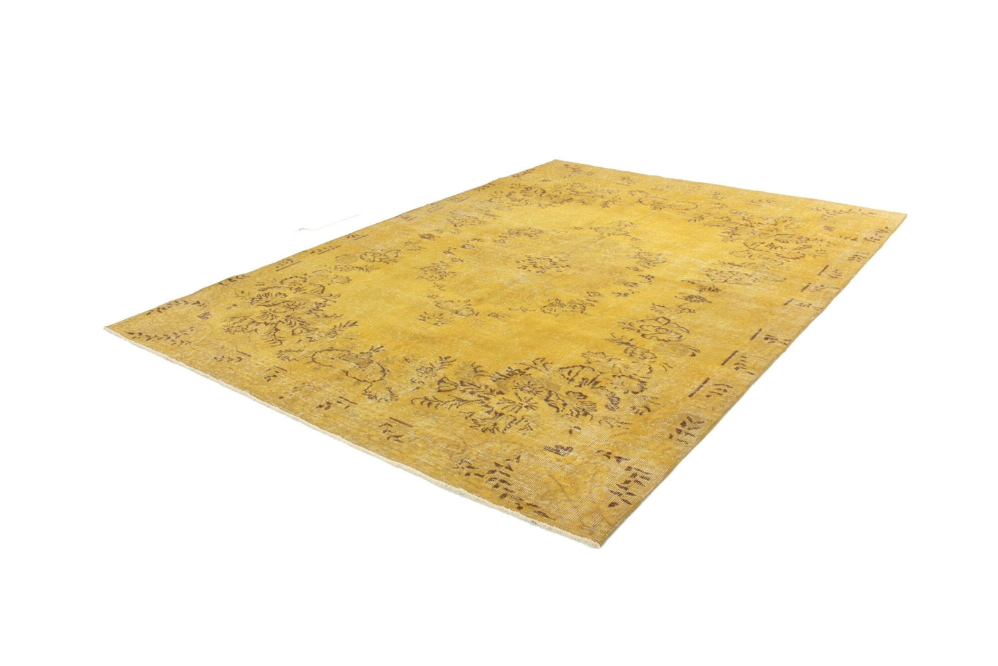 6x9 Yellow Floral Turkish Rug, Area Carpet Rug, Vintage Rug, Bedroom rug, Coastal Decor, 3690