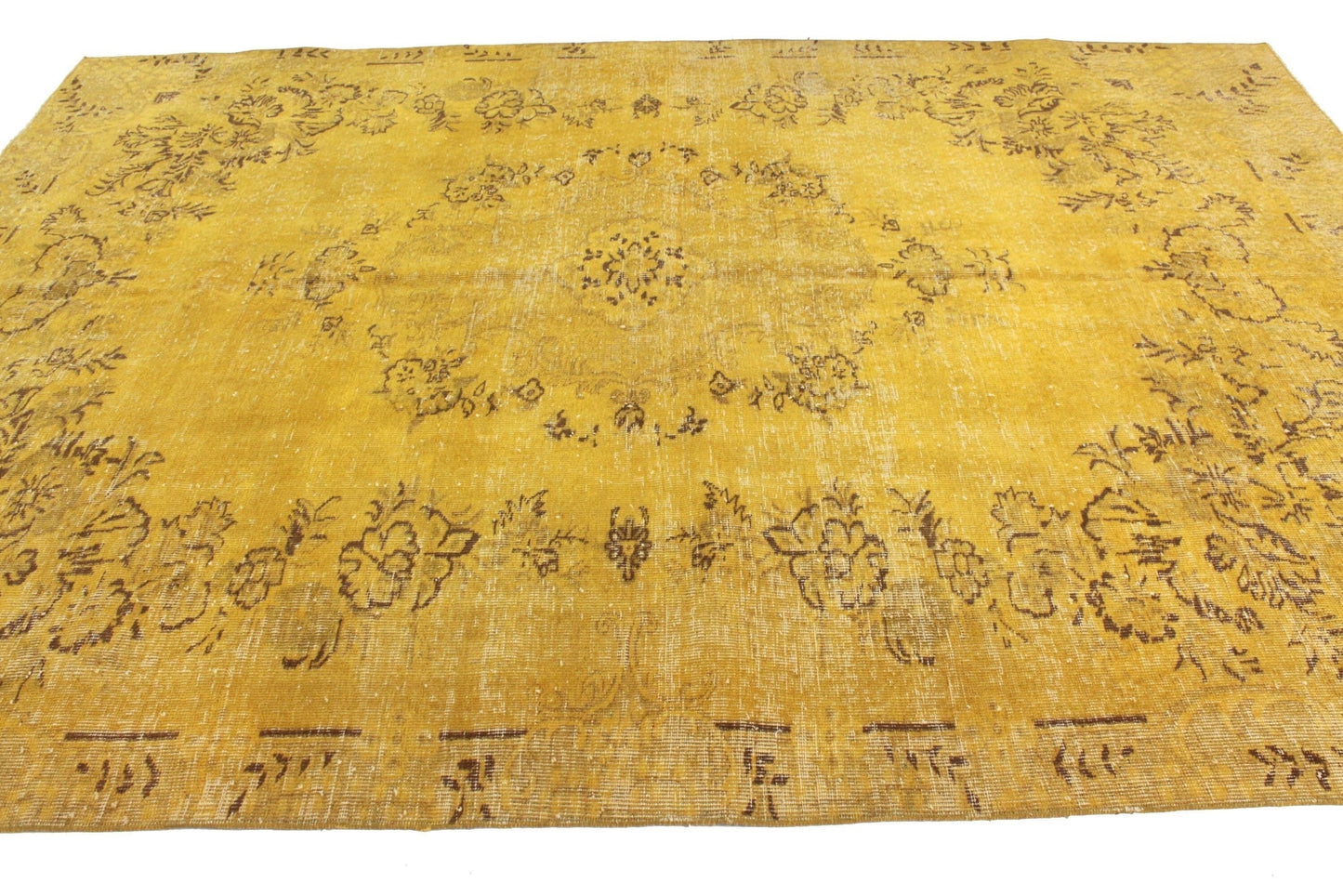 6x9 Yellow Floral Turkish Rug, Area Carpet Rug, Vintage Rug, Bedroom rug, Coastal Decor, 3690