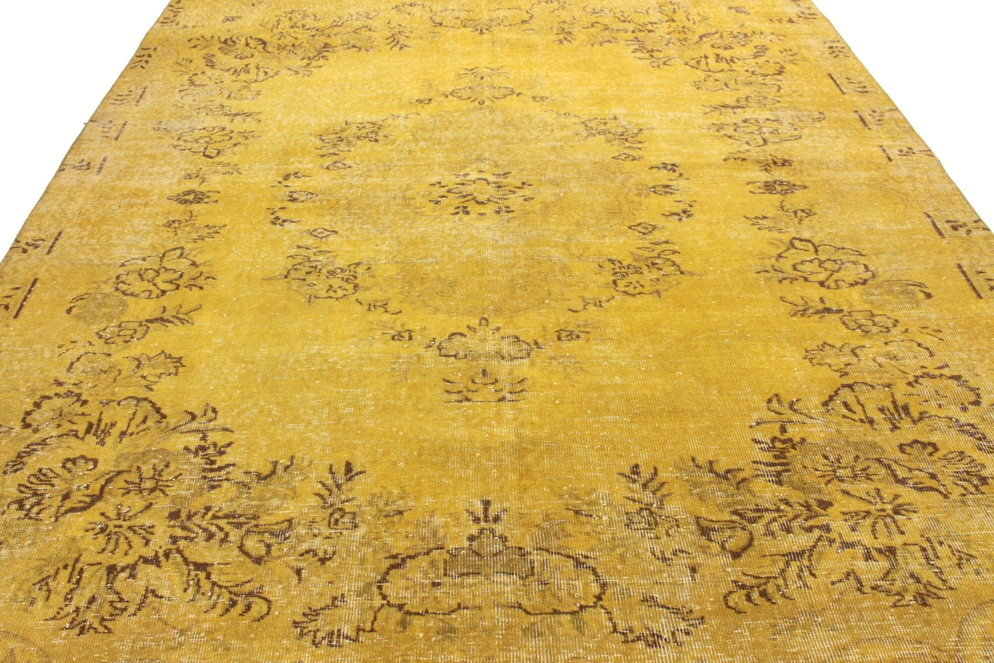 6x9 Yellow Floral Turkish Rug, Area Carpet Rug, Vintage Rug, Bedroom rug, Coastal Decor, 3690