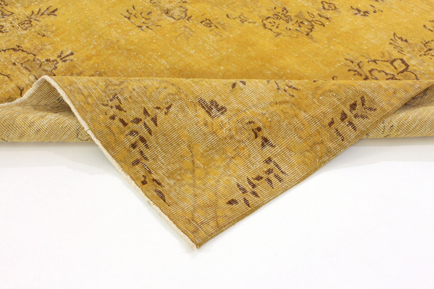 6x9 Yellow Floral Turkish Rug, Area Carpet Rug, Vintage Rug, Bedroom rug, Coastal Decor, 3690