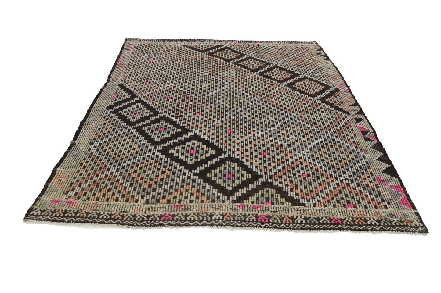 Kilim Rug, Area Rug, Turkish Kilim, Vintage Kilim, Brown Rug, Plain Rug, Goat Hair, Eclectic Rug, Kilim Rug 7x10 Shabby Chic, 8175