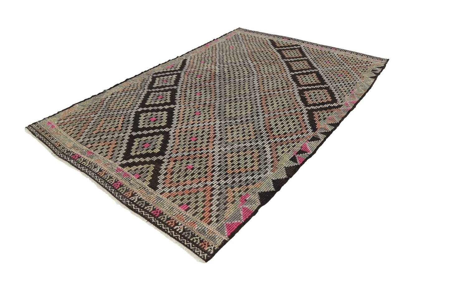 Kilim Rug, Area Rug, Turkish Kilim, Vintage Kilim, Brown Rug, Plain Rug, Goat Hair, Eclectic Rug, Kilim Rug 7x10 Shabby Chic, 8175